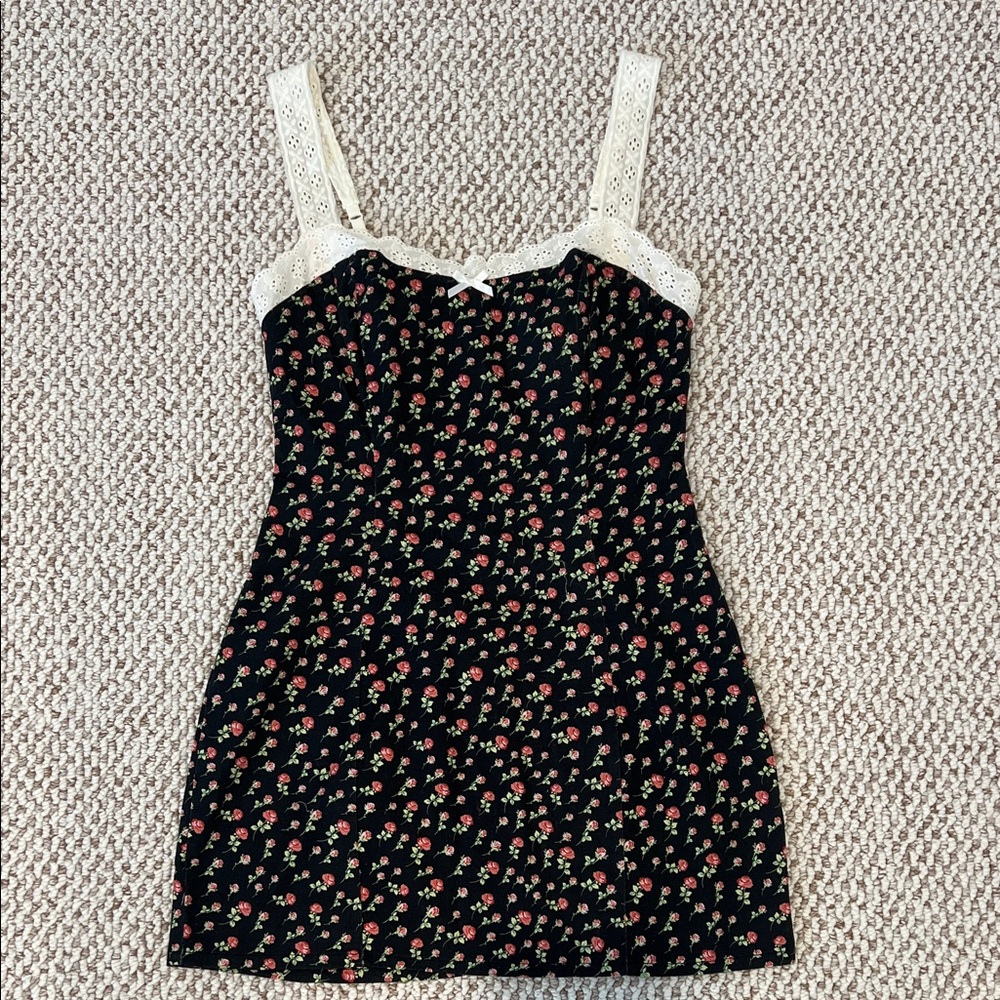 For Love And Lemons Black Floral Mini Dress